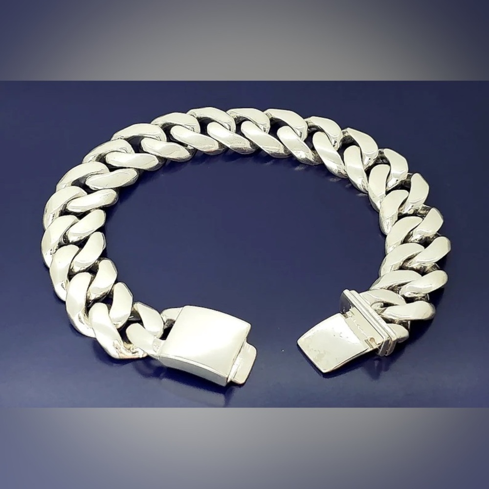 16 mm Heavy Solid Sterling Silver Miami Cuban Link Curb Bracelet Handmade in USA